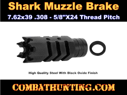 Shark Muzzle Brake .308 Caliber 5/8 X 24 Thread Pitch & Crush Washer