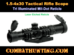1.5-4x30 Tactical Rifle Scope Tri Illuminated Mil-Dot