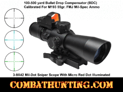 3-9x42mm AR-15 Rifle Scope Mil-dot Sniper BDC With QD Mount & Micro Red Dot Combo