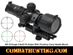 AR-15 Scope 3-9x42mm P4 Sniper With Picatinny Carry Handle Mount