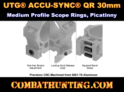 UTG ACCU-SYNC QR 30mm Medium Profile Scope Rings Picatinny