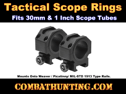 Tactical Scope Rings 30mm 1" Rings 0.9"H Fits Weaver/ Picatinny/ MIL-STD 1913 Rails