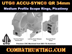 UTG ACCU-SYNC QR 34mm Medium Profile Scope Rings Picatinny