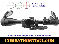 4-16x44 Rifle Scope & Cantilever Mount P4 Sniper Glass Etched Reticle
