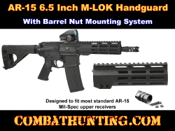 AR-15 Pistol Free Float Handguard With Barrel Nut M-LOK 6.5"