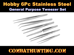 6-Piece Stainless Steel Tweezers Set For Hobby