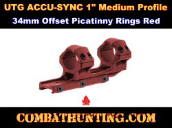 UTG® ACCU-SYNC 1" Med. Pro. 34mm Offset Pic. Rings Red Anodized