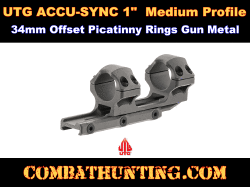 UTG® ACCU-SYNC® 1" Med. Pro 34mm Offset Pic. Ring, Gun Metal