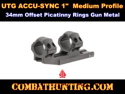 UTG® ACCU-SYNC® 1" Med. Pro 34mm Offset Pic. Ring, Gun Metal