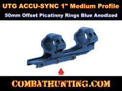 UTG® ACCU-SYNC 1" Medium Profile 50mm Offset Picatinny Rings Blue Anodized