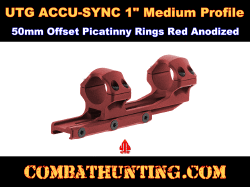 UTG® ACCU-SYNC 1" Medium Profile 50mm Offset Picatinny Rings Red Anodized
