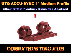 UTG® ACCU-SYNC 1" Medium Profile 50mm Offset Picatinny Rings Red Anodized