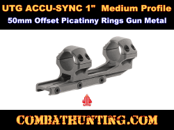 UTG® ACCU-SYNC® 1" Medium Profile 50mm Offset Picatinny Rings Gun Metal