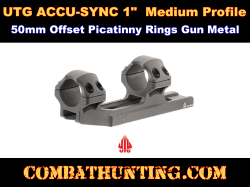UTG® ACCU-SYNC® 1" Medium Profile 50mm Offset Picatinny Rings Gun Metal