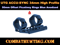 UTG ACCU-SYNC 34mm High Profile 50mm Offset Picatinny Rings Blue Anodized