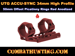 UTG ACCU-SYNC 34mm High Profile 50mm Offset Picatinny Rings Red Anodized