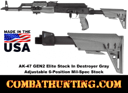 AK-47 Adjustable Stock GEN2 Elite Stock In Destroyer Gray