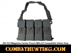 AR-15 8 Magazine Carrier Pouch MOLLE Compatible Urban Gray