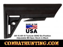 AR-15 AR-10 TactLite GEN2 Six-Position Adjustable Mil-Spec Stock in Black