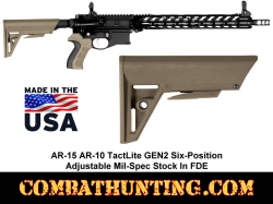 AR-15 AR-10 TactLite GEN2 Six-Position Adjustable Mil-Spec Stock FDE