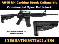 Commercial Spec Buttstock AR15 M4 Carbine Stock Collapsible Black