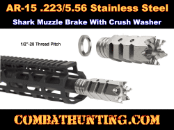 AR-15 .223/5.56 Stainless Steel Shark Muzzle Brake w/Crush Washer