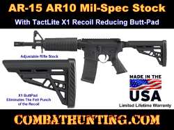 AR-15 AR10 Mil-spec Stock With Recoil Reducing Buttpad Adjustable Stock