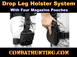 Drop Leg Holster With Magazine Holder/Pouch & Belt Black