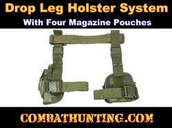 Drop Leg Holster With Magazine Holder/Pouch & Belt Woodland Camo