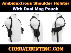 Black Ambidextrous Shoulder Holster & Double Magazine Pouch