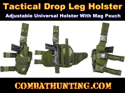 Woodland Camo Universal Drop Leg Tactical Holster With Mag Pouch