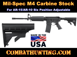 M4 Carbine Stock AR-15/AR-10 Six Position Adjustable Mil-Spec