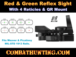 Red & Green Reflex Sight with 4 Reticles QR Mount