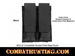 Double Pistol Mag Pouch Molle Compatible Black