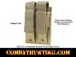 Desert Tan Double Pistol Mag Pouch Molle Compatible