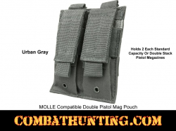 Urban Gray Double Pistol Mag Pouch Molle Compatible