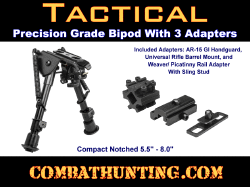Tactical Bipod Compact 5 to 8 inches 3 Adaptors