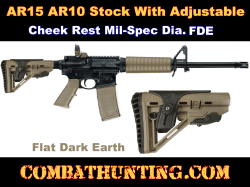 FDE AR-15 Stock with Adjustable Cheek Rest Riser Mil-Spec