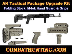AK-47 Tactical Package Upgrade Kit Folding Stock M-lok Hand Guard & Grips FDE/Tan