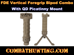 FDE Vertical Foregrip Bipod Combo Picatinny Mount