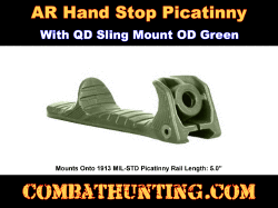AR Hand Stop Picatinny With QD Sling Mount Od Green