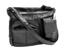 Genuine Leather Shoulder Bag w/Cell Phone Holder