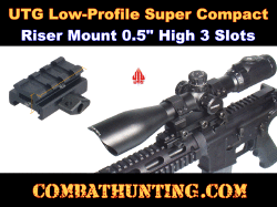 UTG Low-Profile Compact Riser Mount, 0.5" High 3 Slots