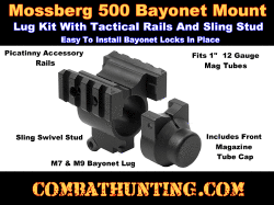 Mossberg 500 Bayonet Mount Lug Kit With Tactical Rails & Sling Stud