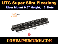 UTG Super Slim Picatinny Riser Mount 0.5" Height 13 Slots