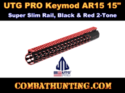 UTG PRO Keymod AR15 15" Super Slim Rail Black & Red 2-Tone