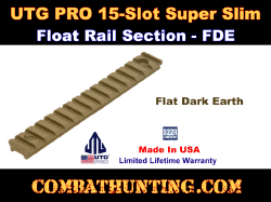 UTG PRO 15-Slot Super Slim Free Float Rail Section FDE Flat Dark Earth