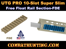 UTG PRO 10-Slot Super Slim Free Float Rail Section-FDE