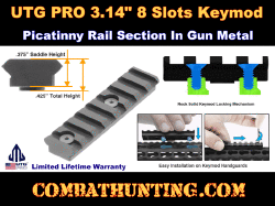 UTG PRO 3.14" 8 Slots Keymod Picatinny Rail Section Gun Metal