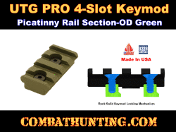 UTG PRO 4-Slot Keymod Picatinny Rail Section-OD Green